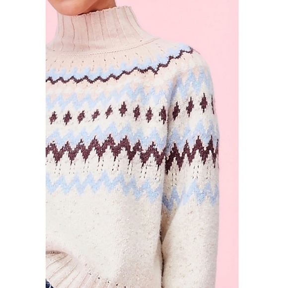 Rebecca Taylor Barbiecore Fair Isle Turtleneck Sweater - Picture 6 of 13